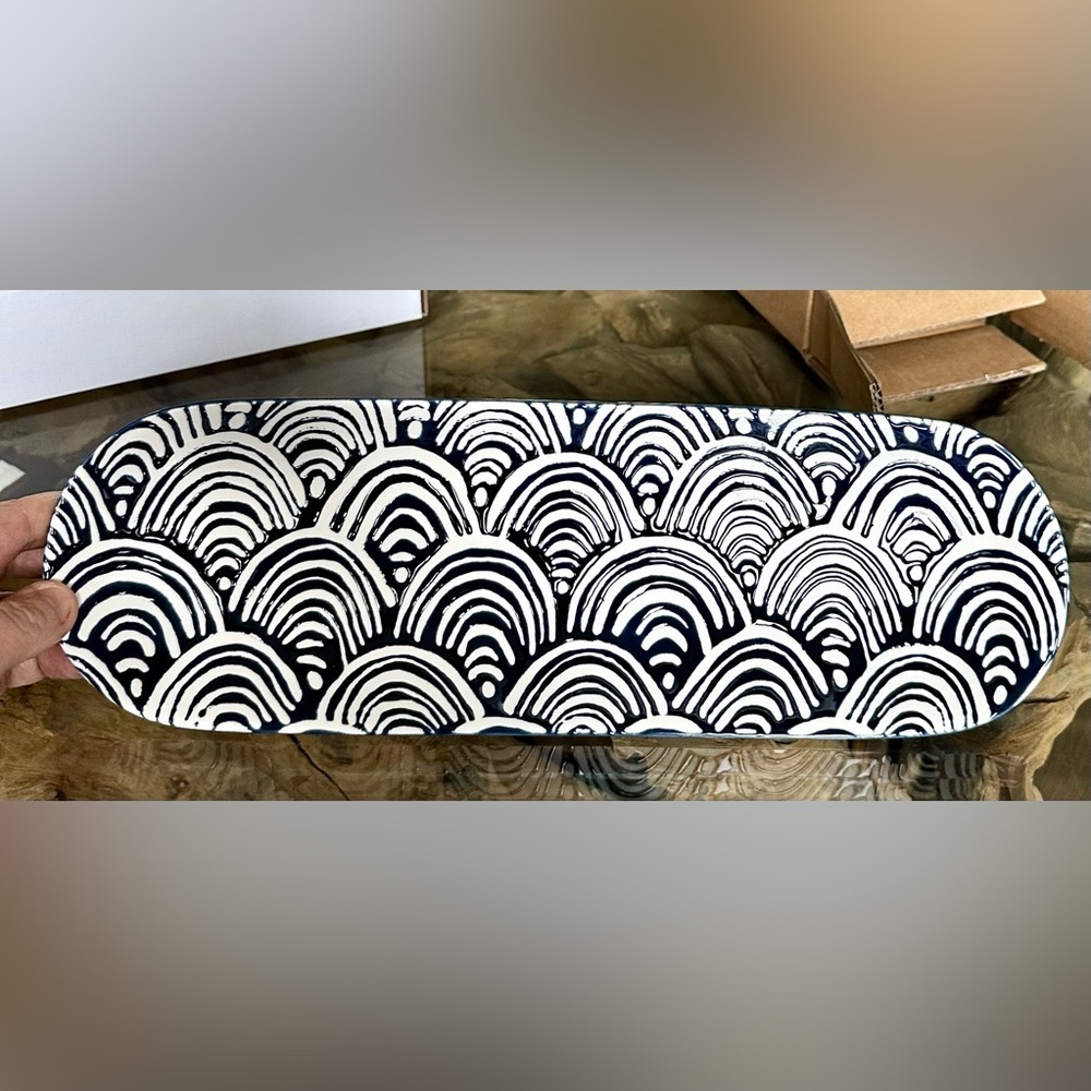 ‼️RARE‼️🎸Short Stories🎸🔥NWT🔥Ceramic Tray in Navy Blue - Picture 7 of 16